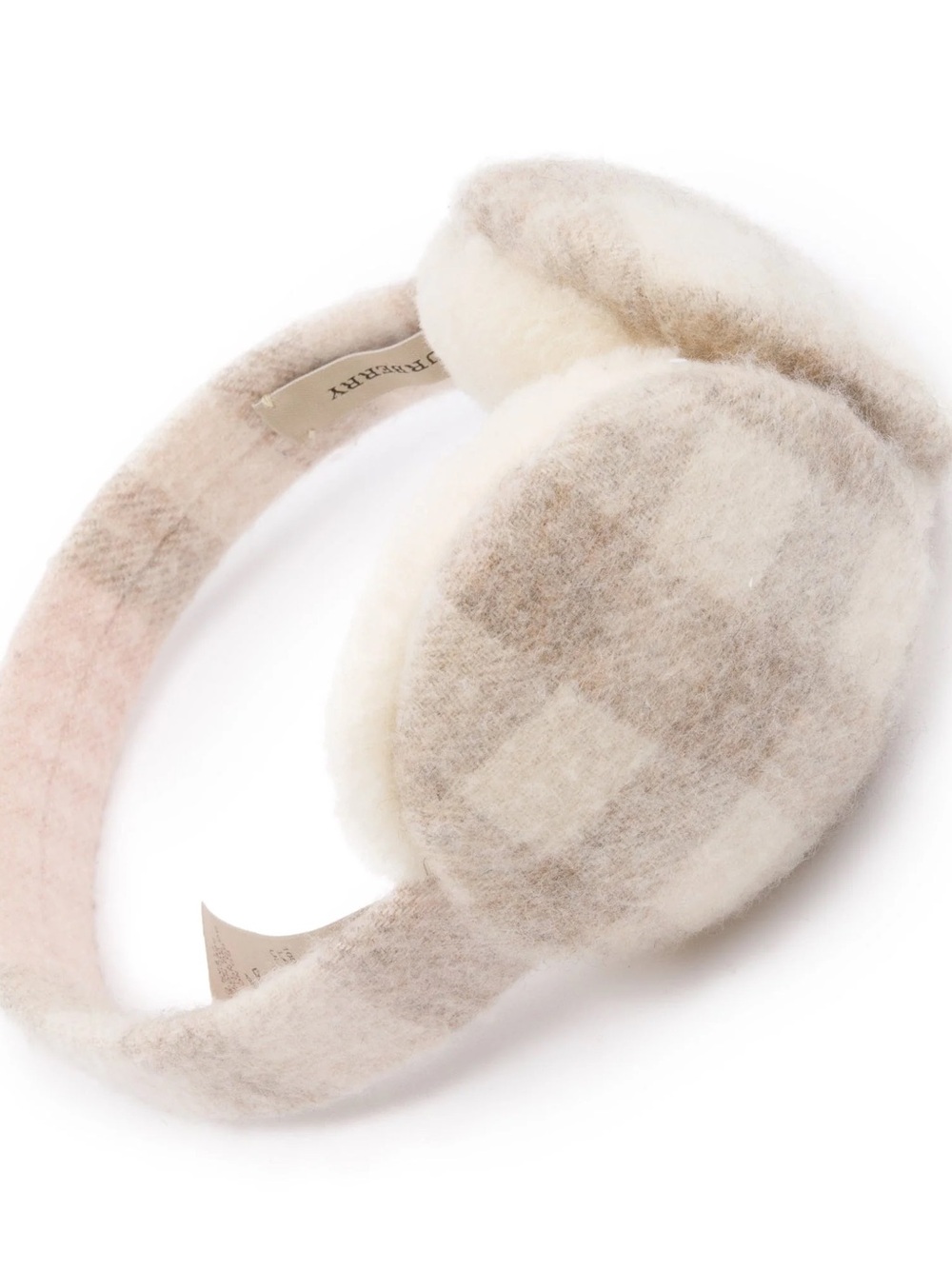 Burberry Cream, Beige & Pink Plaid Earmuffs